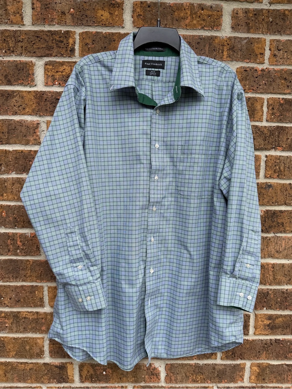 Paul Fredrick Classic Fit Long Sleeve Check Button Down Dress Shirt Sz 18x33